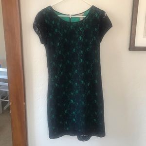 Banana Republic Navy Blue/Green Lace Shift Dress